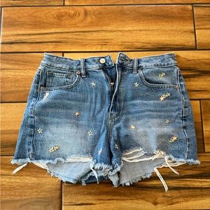 American Eagle Flower Jean Shorts Mom